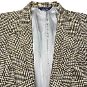 90s Nordstrom Sport Coat 40R 2B1V 100% Alpaca Beige Glen Plaid